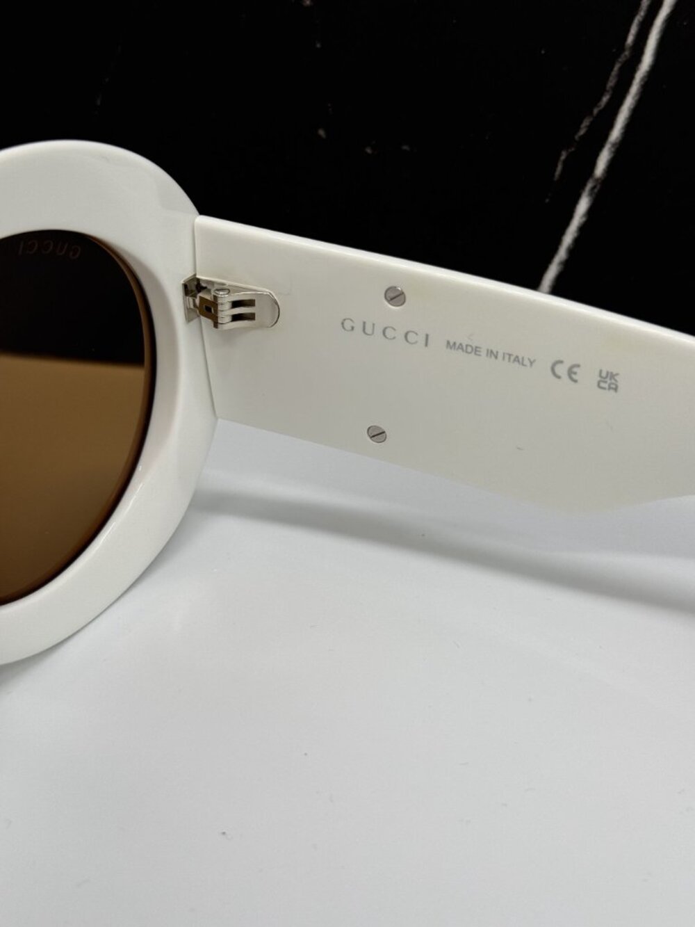 NEW GUCCI GG1647S 003 SUNGLASSES WHITE BROWN ROUND WOMEN EYEWEAR GUCCI - Picture 10 of 11